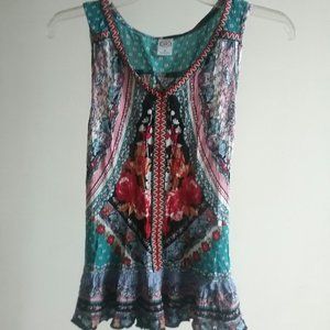 BILA Mixed Print Sleeveless V Neck Top Size Small